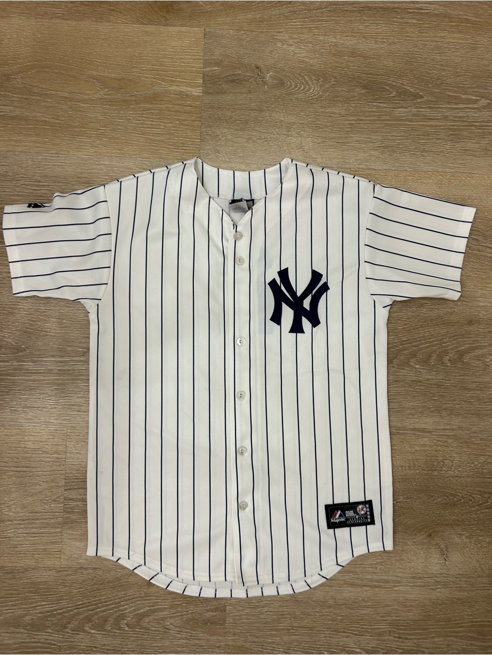 Majestic New York Yankees Derek Jeter #2 Pinstripe Baseball Jersey Size L MLB